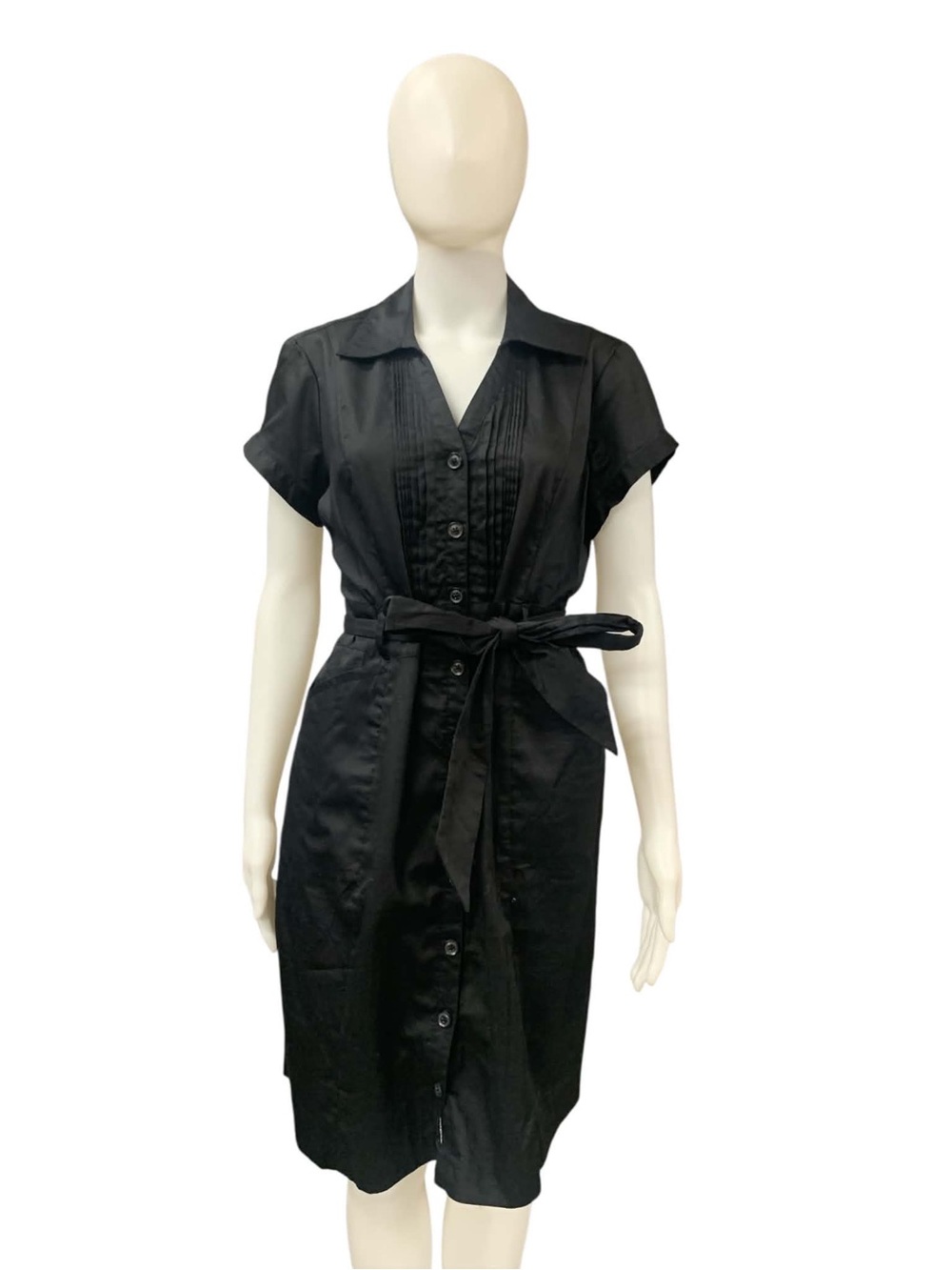 Reitmans NWT Black Button-Front Shirt Midi Dress with Waist Tie Size M